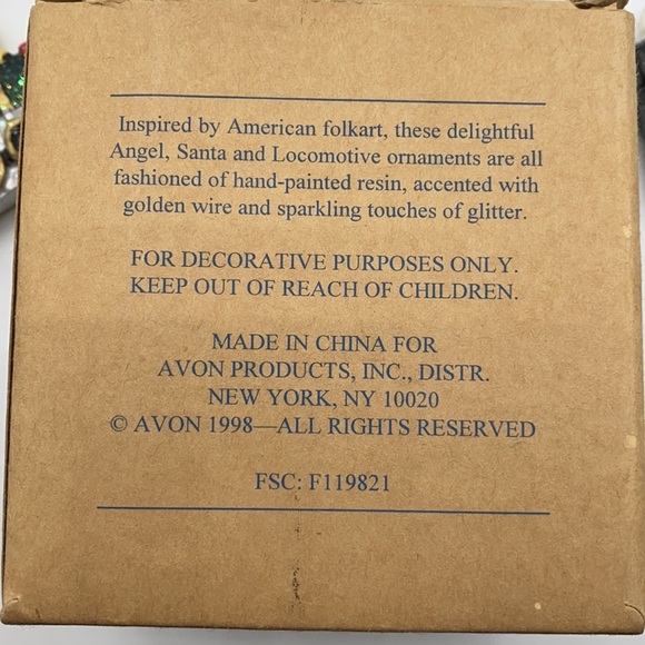 Avon 1998 Folkart Sparkle Ornament Set of 3 Christmas - Picture 8 of 12